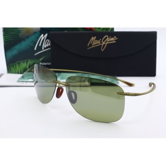 Maui Jim Hikina MJ 445-15M Matte Gold Wrap Sunglasses Olive Green polarized Lens main image 4